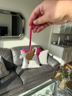 Crystal Pony Charm with Pink Leather Strap